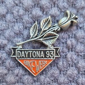 Daytona 93 Bike Week Silver and Orange Pin
